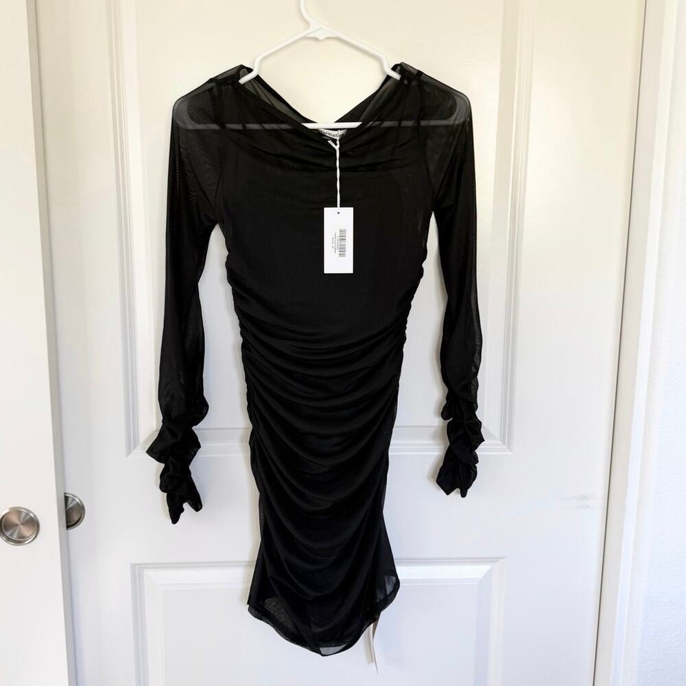 NWT Reformation Marieta Sheer Mesh Knit Mini Dress Black XS - Picture 2 of 6